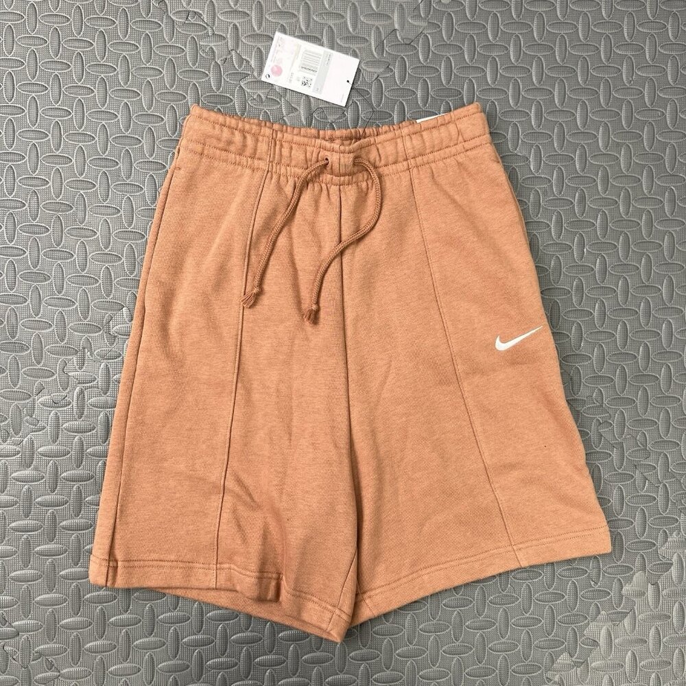 Nike Fleece Shorts Size XS Womens Sportswear Essential Brown High Rise Loose Fit